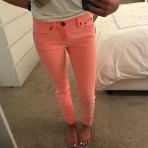 Neon Coral Matchstick Jeans